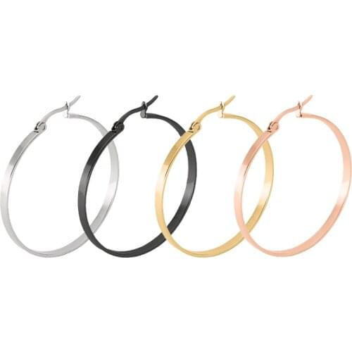 AsJerlya 2021 Fashion Jewelry Titanium Stainless Steel Big Hoop Earrings Anti Allergy Earrings For Women And Men Classic Jewelry
