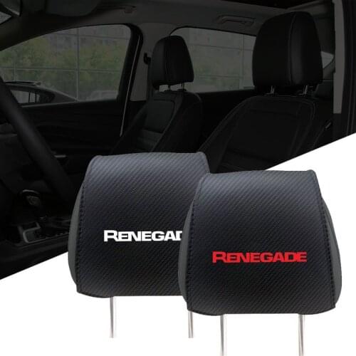 Car Cushion For Jeep Renegade Accessories Auto Seat Headrest Pillow Pad With Pockets Carbon Fiber Styling Decoration Protector
