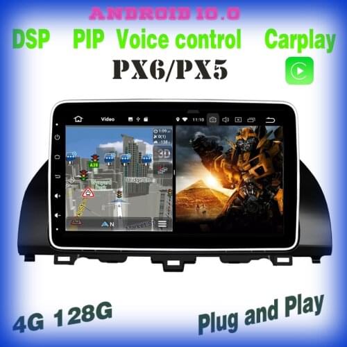 PX6 10.1" Android 10.0 voice control Car GPS Radio Player for honda accord 2018 2019 2020 wifi carplay 4+128GB Auto Multimedia