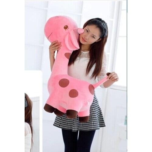 Stuffed animal 85 cm pink giraffe plush toy doll throw pillow gift w2008