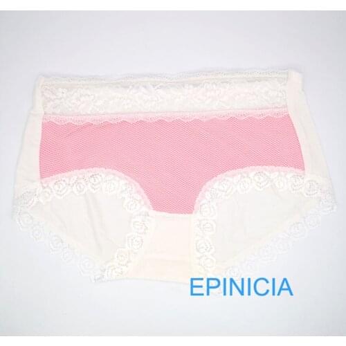 Ladies Modal Solid Underwear Women Briefs Mid Size Seamless Sexy Lace Panties Soft Briefs Mid Waist Breathable Low-Rise Panties