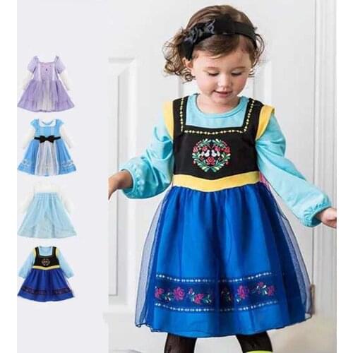 New Girls Dress Princess Dress Halloween Costume for Girl Kids Cosplay Children Christmas Party Clothing Ball Gown Cotton Full