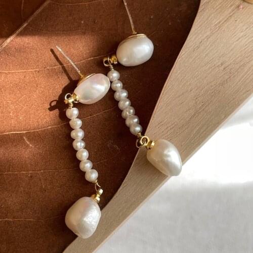 European and American retro style long earrings earrings natural freshwater pearl personality exaggerated Earrings