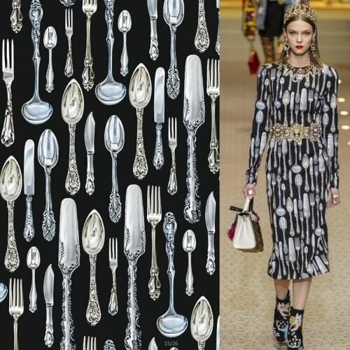 European G brand new spring/summer custom printed fabric Tableware pattern fabric factory shop supports G logo customization