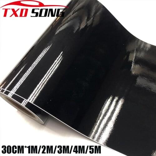 30CM*1M/2M/3M/4M/5M/6M Glossy Black Vinyl Wrap Self Adhesive Air Release Bubble Free Car Styling Membrane Sticker Decal Film