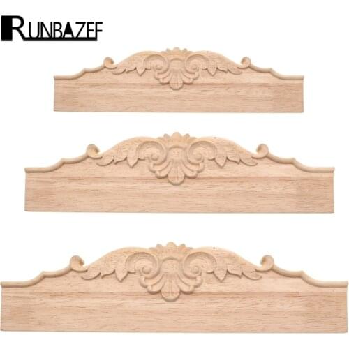 RUNBAZEF Woodcarving Applique Furniture Fittings TV Bathroom Cabinet Tooth Board Solid Wood Baffle Carved Skirt Home Decor Craft