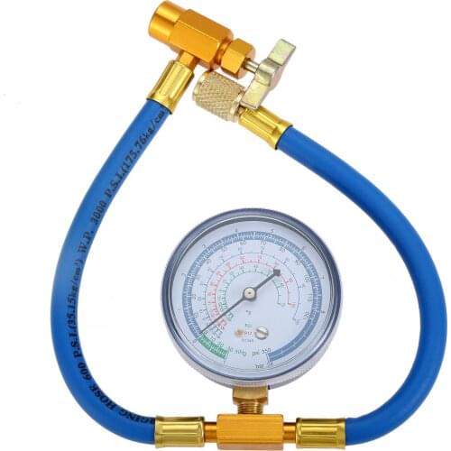 Mtsooning 1Pc R134A Refrigerant Charging Hose with Gauge for Car 1/2’’ ACME Female x 1/4’’ SAE Male