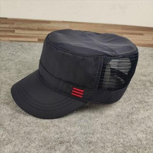 Man Big Head Sun Hats Male Polyester Mesh Flat Army Cap Adult Peaked Caps Men Plus Size Military Baseball Hat 55-60CM 61-66cm