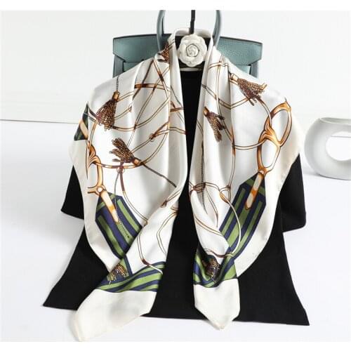 New Silk Scarf Square Women Bandana Neck Shawl Wrap Large Hijab Scarves Spring Pashmina Foulard Fashion Lady Neckerchief 2021