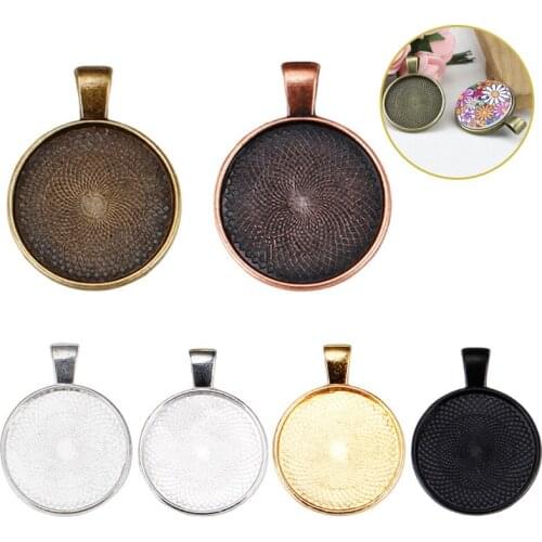 10Pcs Multi Colors 25mm Necklace Pendant Setting Cabochon Base Tray Bezel Blank Fit 25mm Cabochons Jewelry Making Findings