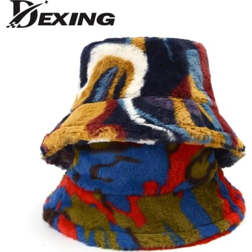 Fur thick Warm Bucket Hats Women Korea Faux fur Autumn Winter cap Fashion Soft Velvet Fisherman Hat Ladies Outdoor furly hat