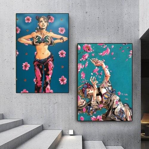 Dancing Flower Girl Anime Art Poster and Jolyne Kujo Mural Wall Decoration Canvas Painting anime decor