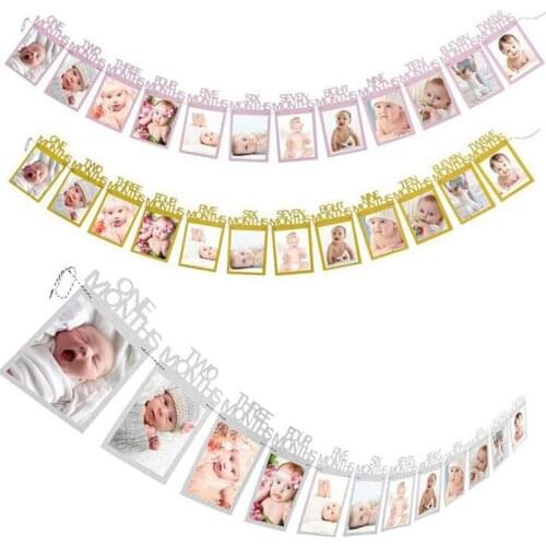 1st Happy Birtyday Photo Banner One Year Pink Photo Props Flag Monthly Photo Banner Anniversary Slinger First Birthday Banderole