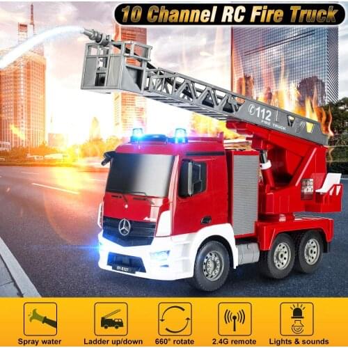 Remote Control Water Spouting Fire Truck 1:20 RC Car Ladder Fire Truck Water Pump Toys for Children Christmas Gift