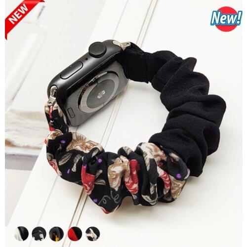 Elastic Scrunchie Watch Strap for Iwatch 6 SE 4 3 38mm 44mm 42mm Women Bracelet for Apple Watch Series 5 40mm Band Double Color