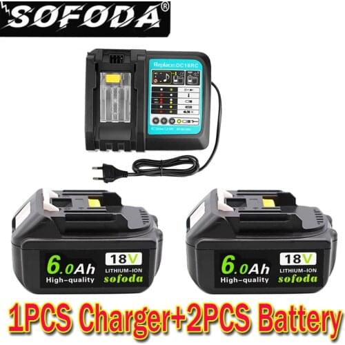 WIth Charger BL1860 Rechargeable Battery 18 V 6000mAh Lithium Ion for Makita 18v Battery 6ah BL1840 BL1850 BL1830 BL1860B LXT400