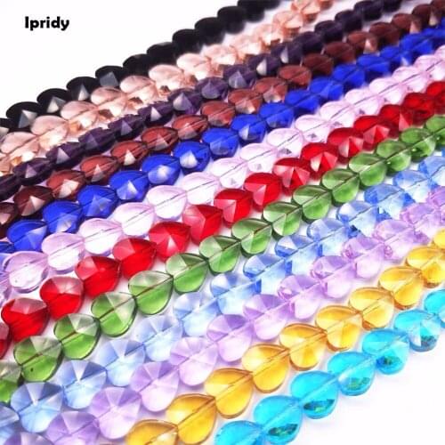 20 pcs/lot Heart-shaped Glass Diamond Crystal Beads Cut Rhinestones Straight Hole Loose Beads For Fashion jewelry Making