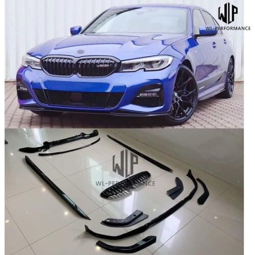 High Quality PP Bright Black Front Lip Side Skirts Wing Grilles Car Styling For BMW New 3 Series G20 G28 M Sport Model 2019-2020