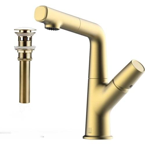Good Quality Brass Bathroom sink faucet Pull out Basin mixer faucet with two function spray Innovative Rotatable Liftable faucet