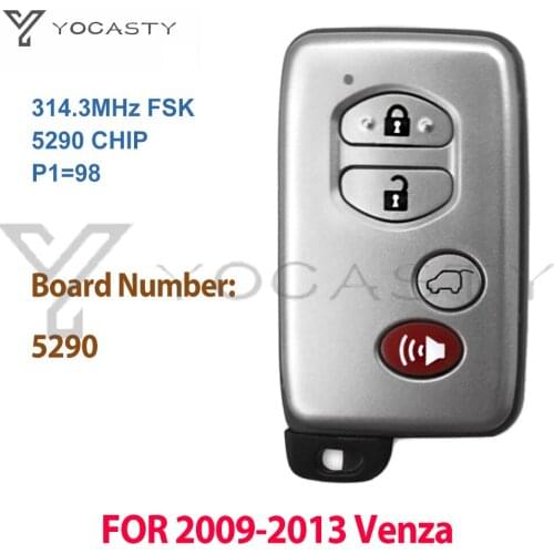 YOCASTY 4 Buttons With Panic 314.3MHz 5290 Board ID74-WD04 Sliver Smart Key For 2009 2010 2012 2013 Toyota Venza