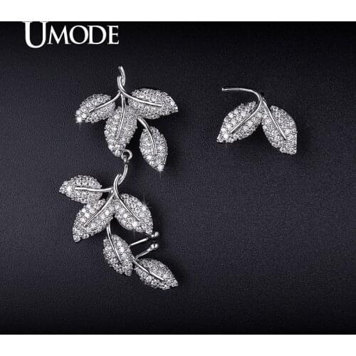 UMODE Chic Leaf Shaped Mismatched Ear Cuff Stud Earrings for Women New Fashion Handcrafted Earring Hot Jewelry Orecchini UE0218