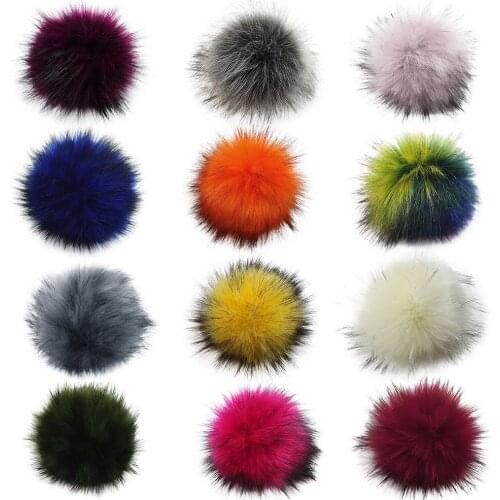 1Pcs 10CM Fake Faux Fur Pom Pom Ball Pom For Keyring Hat Bag Accessories DIY Pendant Knitting Craft Supplies With Elastic Band