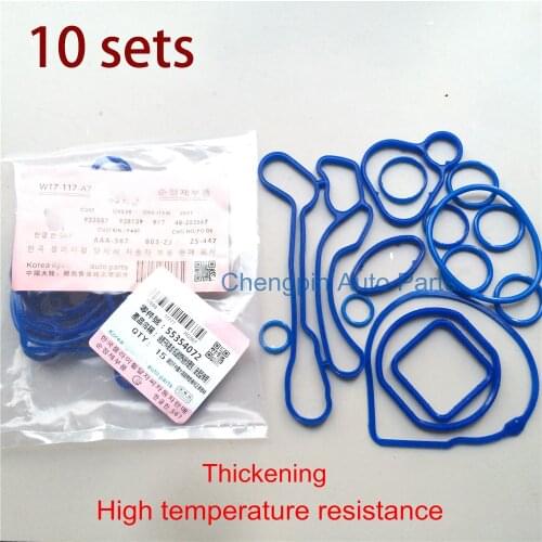 10set/lot)Cooling System Oil Cooler Gasket Seals Blue OEM# 24445723 55354072 For Chevrolet Cruze 1.6L 1.8L Sonic Astra Zafira