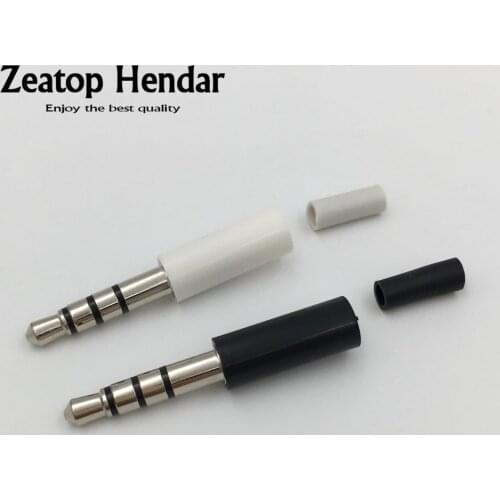 10Pcs Long 3.5mm 4 Pole Stereo Headset Jack 3.5 Audio Plug Adaptor Connector for Iphone White and Black 17mm