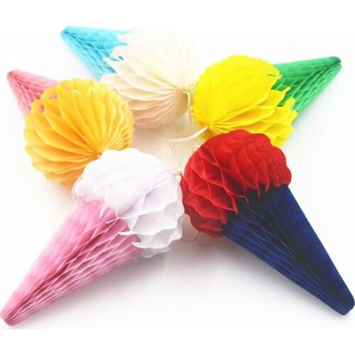100pcs/lot Ice Cream Honeycomb Balls Paper Lanterns Wedding Paty Decorations Home Outdoor Shop Restaurant Ornament ZA4962