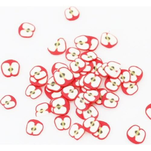 200/50g New Colorful 3D Apple Fruit Slices Polymer Clay Nail Art DIY Decorations Tools