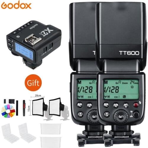 2x Godox TT600 2.4G Wireless Camera Flashes Speedlites With X1T Transmitter Trigger For Canon Nikon Fujifilm Pentax Olympus