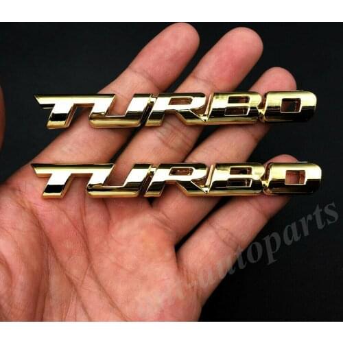 2x Gold Metal Turbo T Car Auto Trunk Rear Tailgate Emblem Badge Decals Sticker