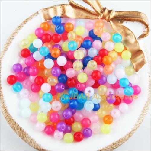 350 New Jelly Round Charms Acrylic Spacer Beads Mixed Colors 6mm