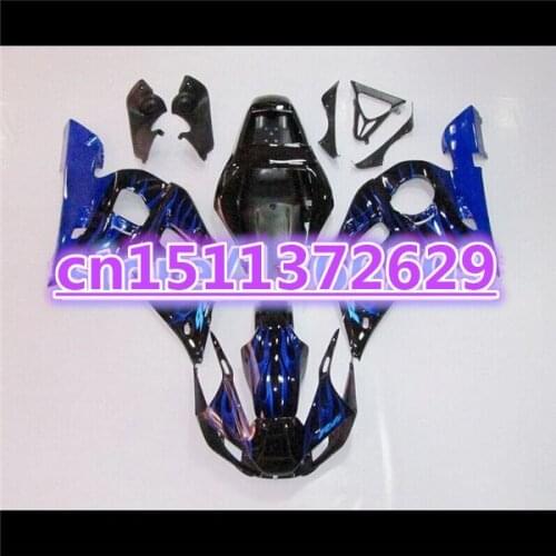 ABS Fairing kit for (Dor) YZFR6 98-02 YZF R6 98 99 00 01 02 blue flames black YZF600 R6 1998 99 00 01 2002 ABS fairing parts D