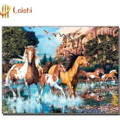 Diamond painting Galloping horse, natural scenery diamond embroidery full square/round drill puzzles gifts for the new year 2020
