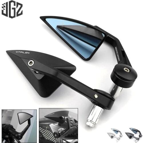 Motorcycle Handlebar Bar End Rear View Side Mirrors CNC Aluminum Blue Glass for Husqvarna Vitpilen 250 401 701 2013 - 2021 Pair