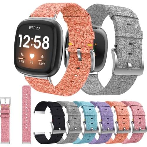 Canvas Strap For Fitbit Versa 3 Smart Watch Band with pin Replacement Watchband For Fitbit Sense Bracelet Accessories Wristband