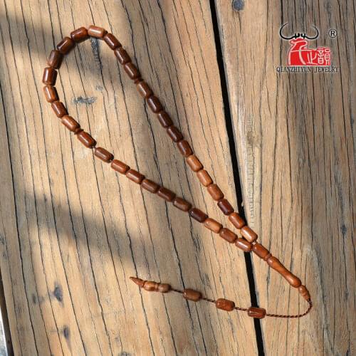 MSL010 High Quality Rosary Beads 33 Prayer Beads Natural Palm Fruit Kuka Tasbih Charm Bracelet 6x10mm Barrel beads