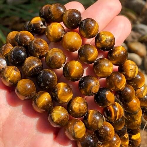 Natural Stone Beads Yellow Tiger Eye Round Loose Beads For Jewelry Making 15.5" Pick Size 4/6/8/10/12 mm wholesale