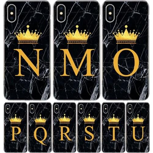 Crown Custom 26 Letter M Case For iPhone 12 11 Pro 7 6 X 8 6S Plus XS MAX + XR 5S SE 10 Ten Art TPU Cover Phone Coque Capa Shell