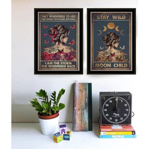 Girl Into the Forest Art Print Nordic Figure Canvas Painting Soul Girls Poster Wall Art Flower Picture for Living Room Bedroom