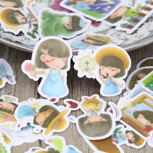 40pcs Self-made Cute Villatic Girl Scrapbooking Stickers Rural Girls DIY Craft DIY Sticker Pack Book Deco Diary Deco