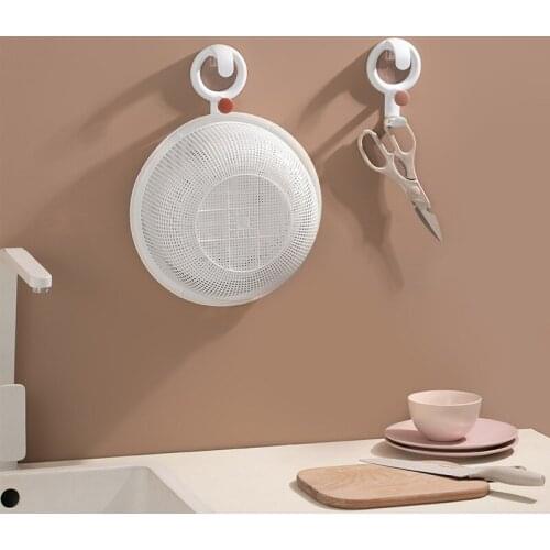 Double Layer ABS Washbasin Stand Wall Mounted Shelf Drain Basket Holder Hook Home Storage Organizer Kitchen Bathroom Accessories