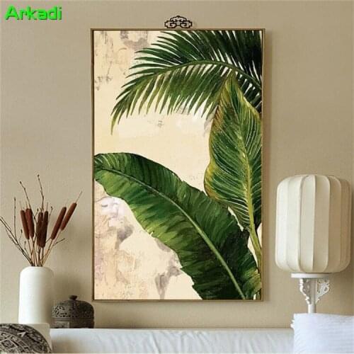 Custom photo Southeast Asian style tropical palm banana leaf paintings living room hallway entrance background wall living room