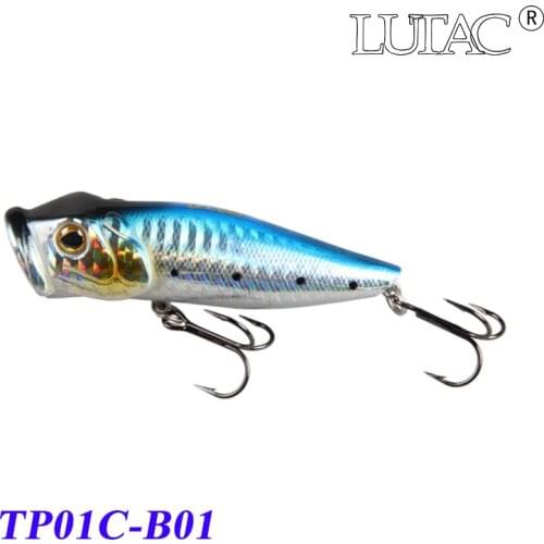 Hot fishing lures LUTAC 65mm 9g Popper Floating Topwater Crankbait Artificial wobbler Hard plastic 6color