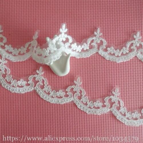 Delicate 6Meters 55mm ivory/ White Fabric Flower Venise Venice Lace Trim Applique Sewing Craft LW0284