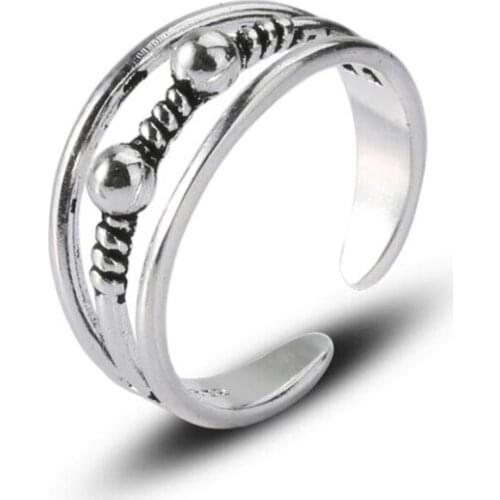 KOFSAC Vintage Punk Thai Silver 925 Rings For Women Fashion Jewelry Simple Weaving Ball Ring Lady Party Accessories