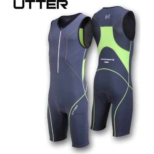 UTTER Passion P2 One Piece Green and Blue Cycling Jersey Sets Anti-UV Men Breathable Triathlon Suit Sleeveless Cycling Clothing