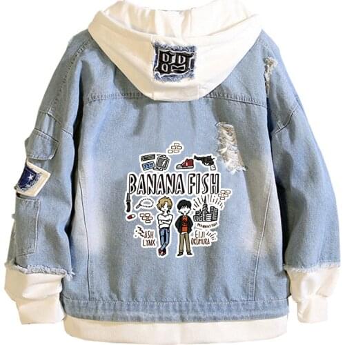 BANANA FISH Anime Women Demin Jacket Plus Size Jeans Hoodies Ash Lynx Cos Harajuku Streetwear Cartoon Sweatshirt Couple Coats