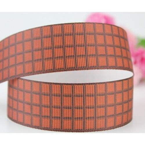 25mm Single Face scottish plaid ribbon printed grosgrain polyester webbing wedding gift wrap band 20 yards